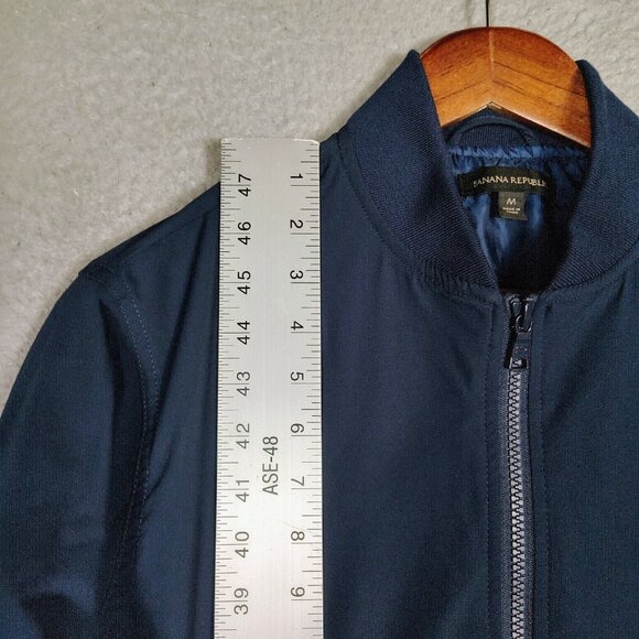 Banana Republic Bomber Jacket Men Medium Navy Lined Full Zip Lightweight Outdoor - Picture 4 of 16